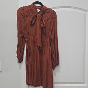 a new day Rust Long Sleeve Dress with Bow